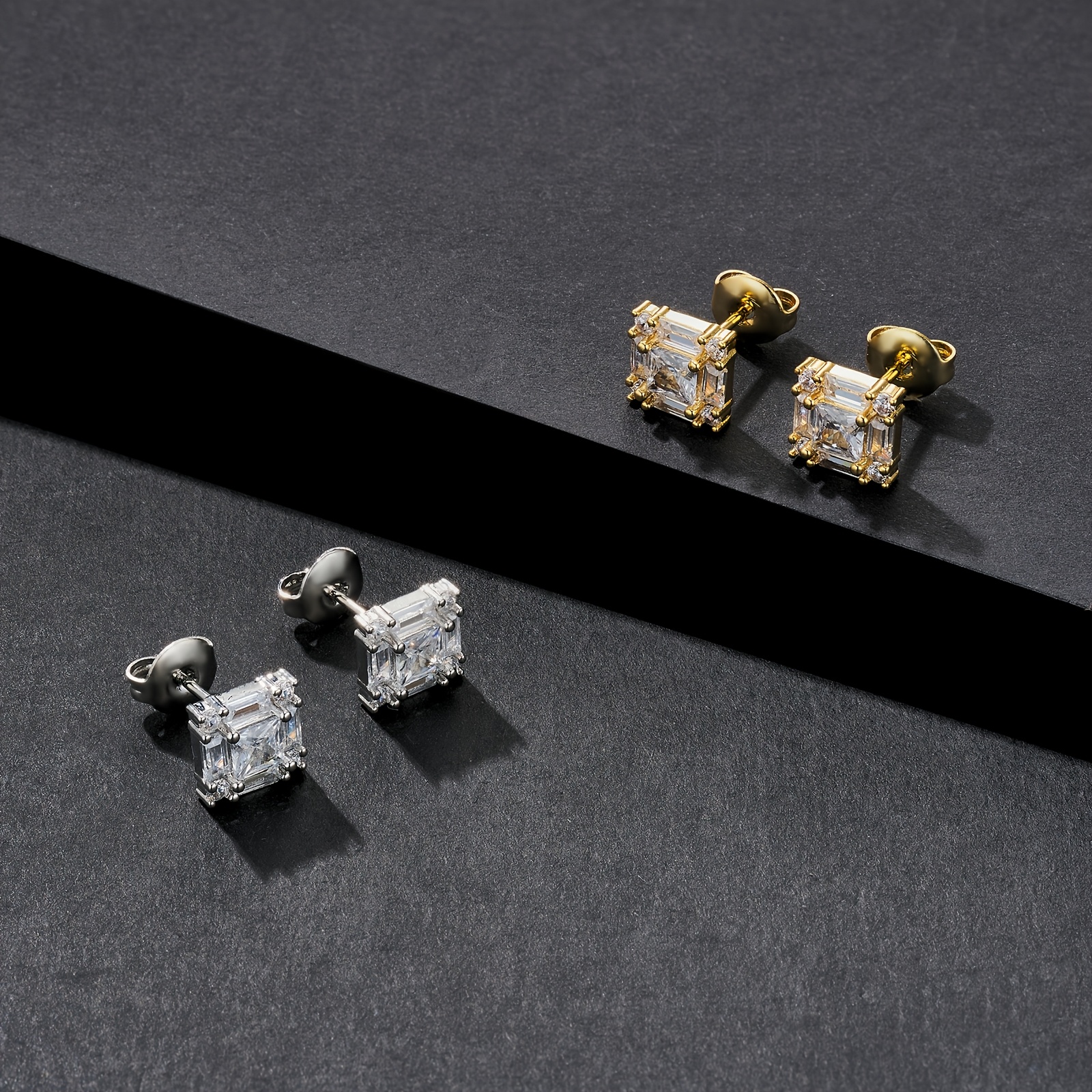 ICEDCHICS 9mm Square Stud Earrings, Hip-Hop Style